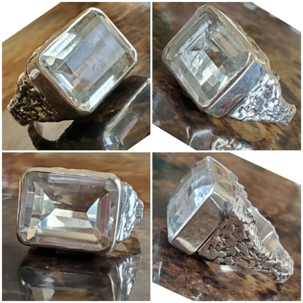 Genuine 12ct White Topaz Ring Size 8 - Picture 6 of 8